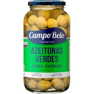 Azeitona Verde Campo Belo Com caroço Vidro com 500g
