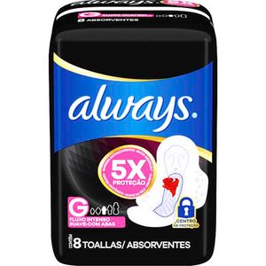 Absorvente Noturno Always Suave com abas Pacote com 8 unidades