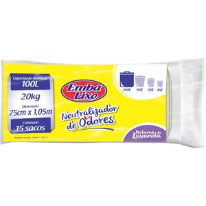 Saco de Lixo Embalixo Lavanda 100L Rolo com 15 unidades