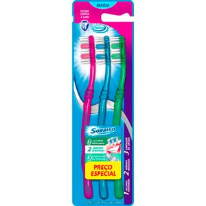 Escova Dental Sorriso Tripla Blíster com 3 unidades