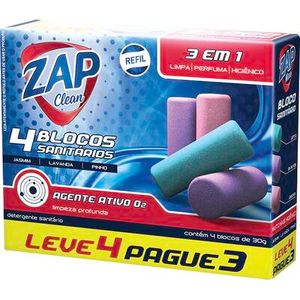 Desodorante Sanitário Zap Clean Refil Caixeta com 4x30g