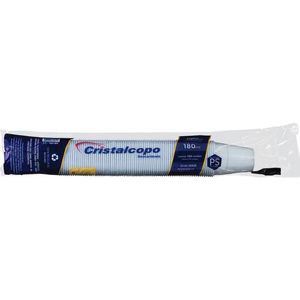 Copo de Plástico Descartável Cristalcopo ABNT 180ml Branco Pacote com 100 unidades