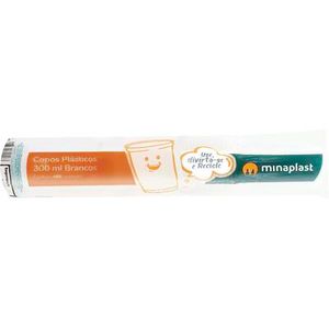 Copo Plástico Descartável Minaplast ABNT 300ml - Branco Pacote com 100 unidades