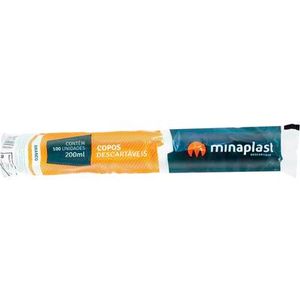 Copo Plástico Descartável Minaplast ABNT 200ml - Branco Pacote com 100 unidades