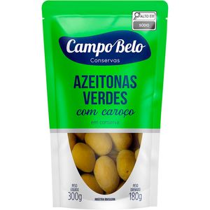 Azeitona Verde Campo Belo Com caroço Pouch com 180g