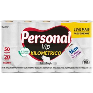 Papel Higiênico Personal Vip KM FDAQ - 50m Pacote com 20 rolos