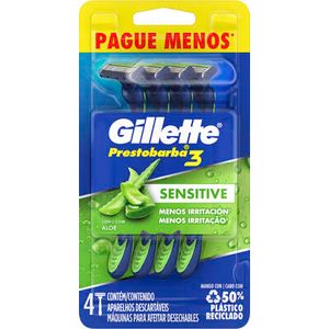 Aparelho de Barbear Gillette Prestobarba 3 Sensitive Blíster com 4 unidades