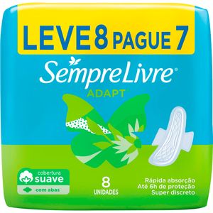 Absorvente Sempre Livre Especial - Com abas Pacote com 8 unidades