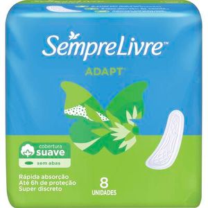 Absorvente Sempre Livre Adapt Suave sem abas Pacote com 8 unidades