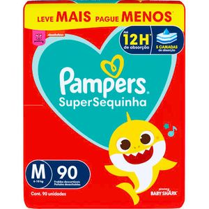 Fralda Descartável Pampers Supersequinha Jumbo M Pacote com 90 unidades